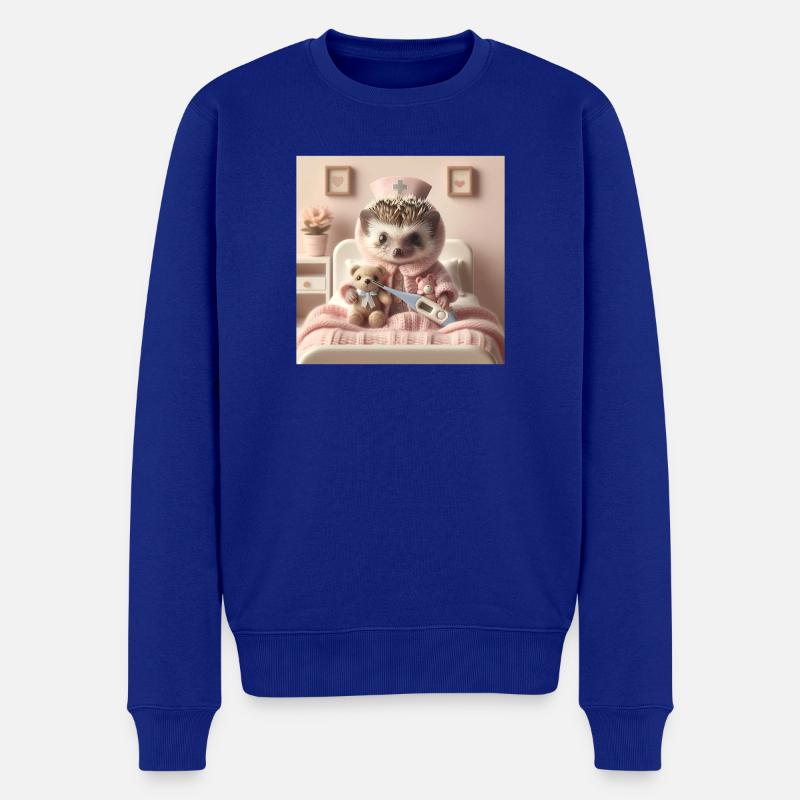 Süßer Igel mit Kuscheltier - Männer Premium Bio Pullover - Royalblau