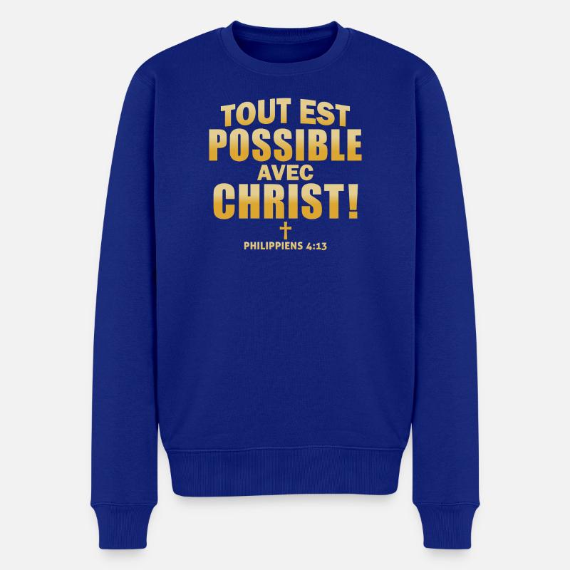 Inspirierendes religiöses Zitat in Metallic-Gold - Männer Premium Bio Pullover - Royalblau