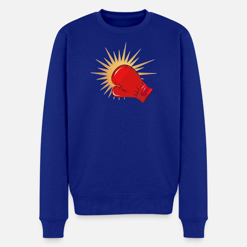Roter Boxhandschuh mit Schlag-Effekt - Männer Premium Bio Pullover - Royalblau