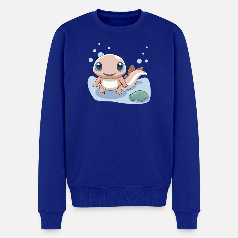 Kleiner rosa Salamander am Ufer - Männer Premium Bio Pullover - Royalblau