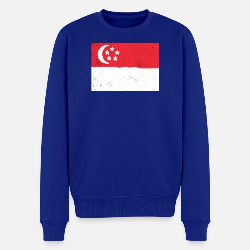 Flagge von Singapur - Männer Premium Bio Pullover - Royalblau