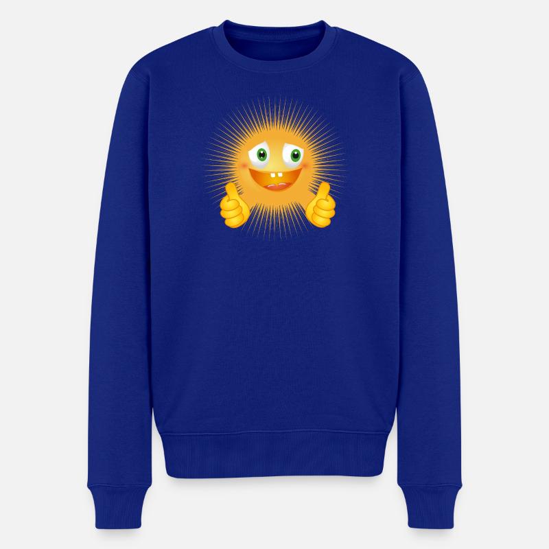 Lustige Sonne – Daumen hoch! - Männer Premium Bio Pullover - Royalblau