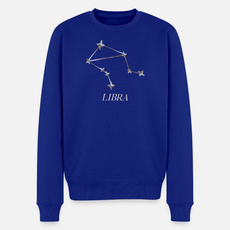 Libra Sternbild – Silber Minimal-Konstellation - Männer Premium Bio Pullover - Royalblau