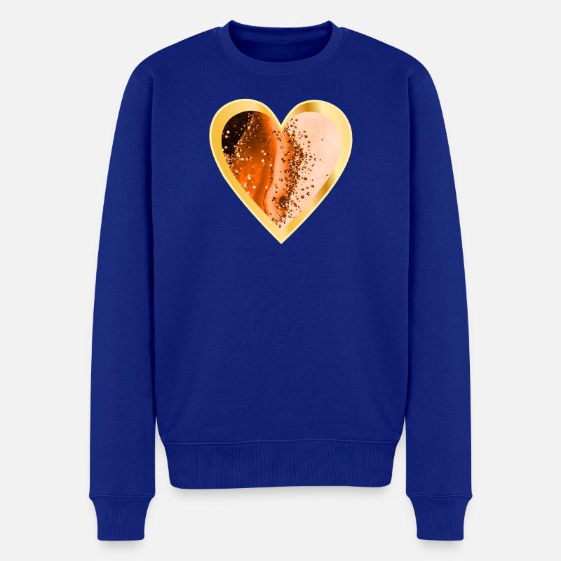 HERZ LIEBE ORANGE - Männer Premium Bio Pullover - Royalblau
