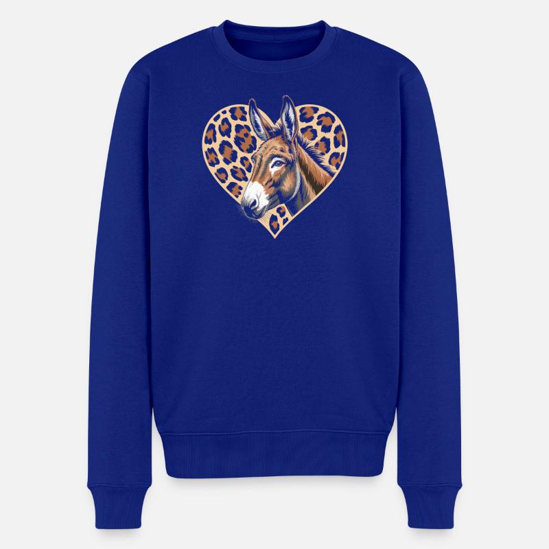 Esel mit Leopard-Herz - Männer Premium Bio Pullover - Royalblau