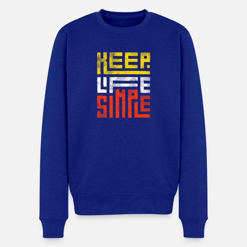 Message Positivité: Rester Simple - Pull Premium bio Homme - bleu roi
