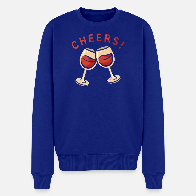 Cheers! Zwei Weingläser - Männer Premium Bio Pullover - Royalblau