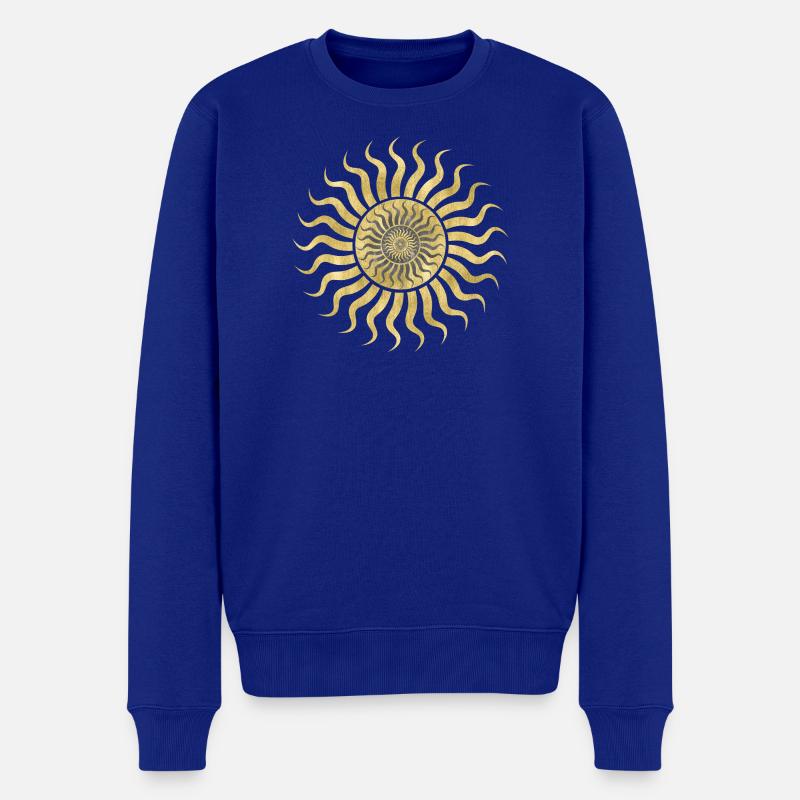 Gold & Schwarze Sonne - Männer Premium Bio Pullover - Royalblau