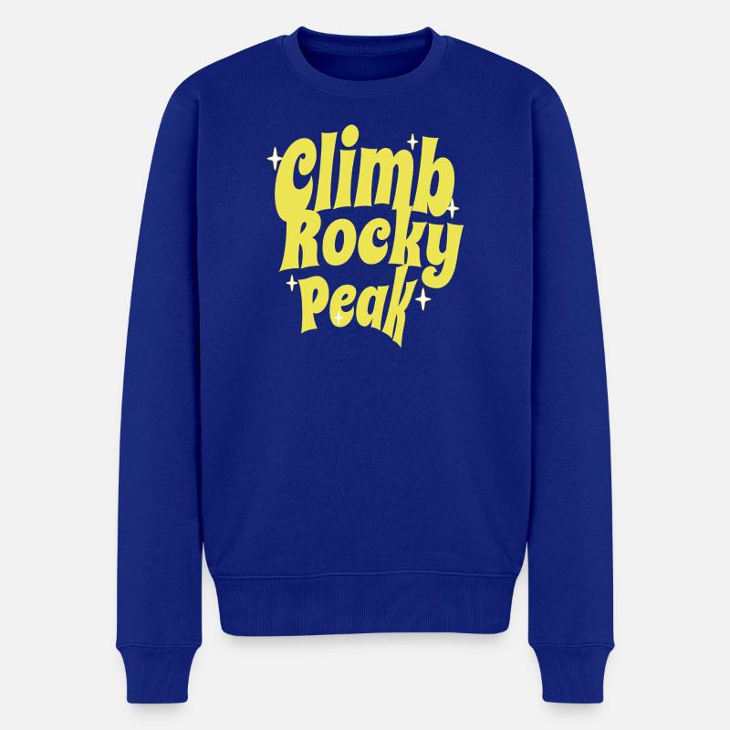 Climb Rocky Peak Motivationsdesign - Männer Premium Bio Pullover - Royalblau