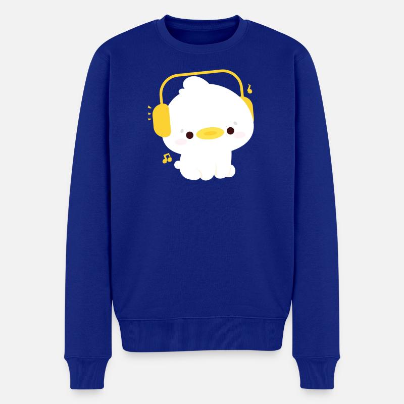 Canard avec écouteurs - Pull Premium bio Homme - bleu roi