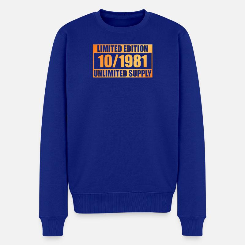 44e anniversaire Édition Limitée - ꝏ Approvisionnement 10/1981 - Pull Premium bio Homme - bleu roi