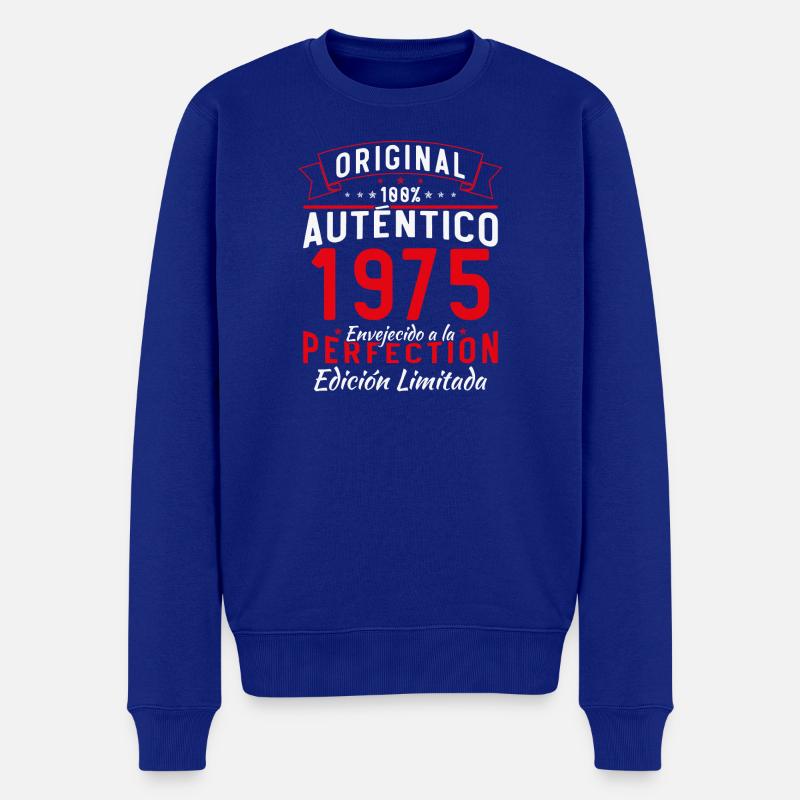 1975 Original Authentische Ausgabe 1975 - Männer Premium Bio Pullover - Royalblau