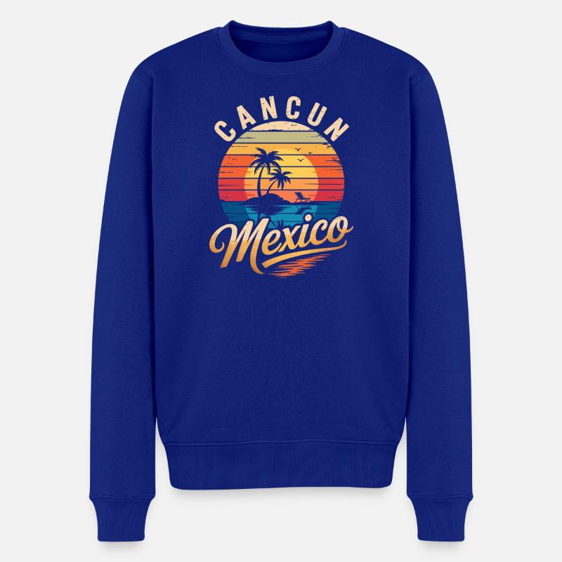 Cancun Retro Strandsonne - Männer Premium Bio Pullover - Royalblau