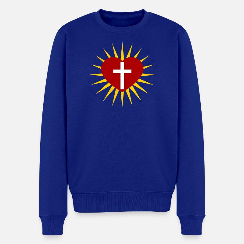 Kreuz - Männer Premium Bio Pullover - Royalblau