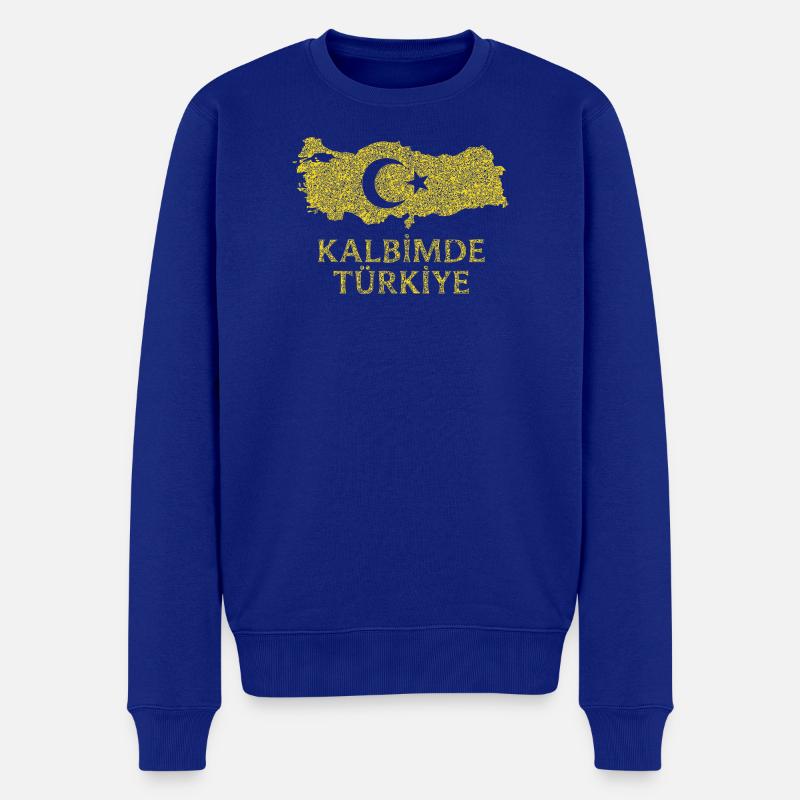 Kalbimde Türkiye Gold - Männer Premium Bio Pullover - Royalblau