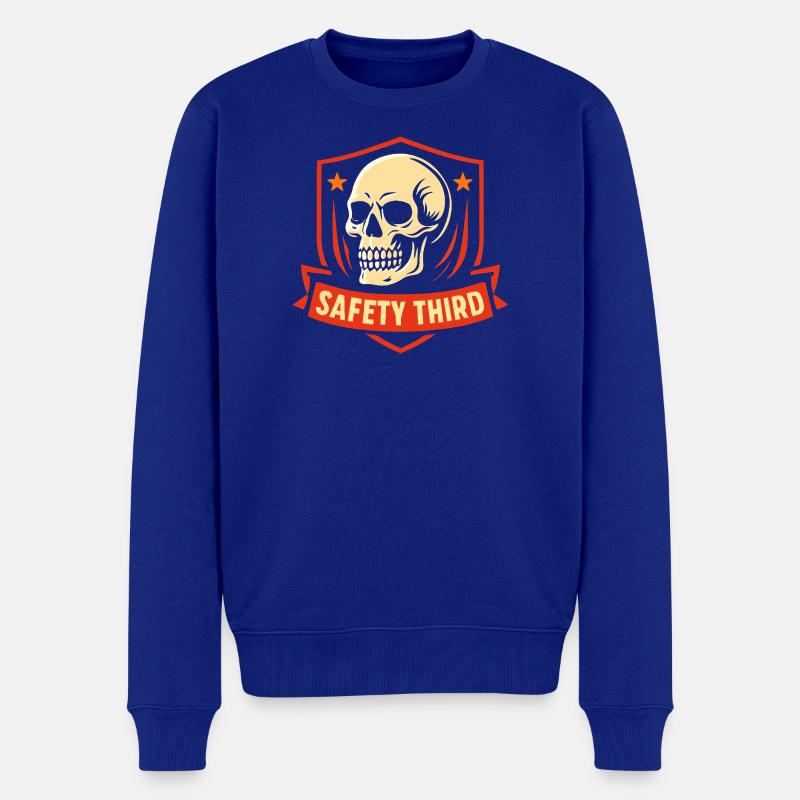 Sicherheit Dritte Abzeichen Schädel Safety Third - Männer Premium Bio Pullover - Royalblau