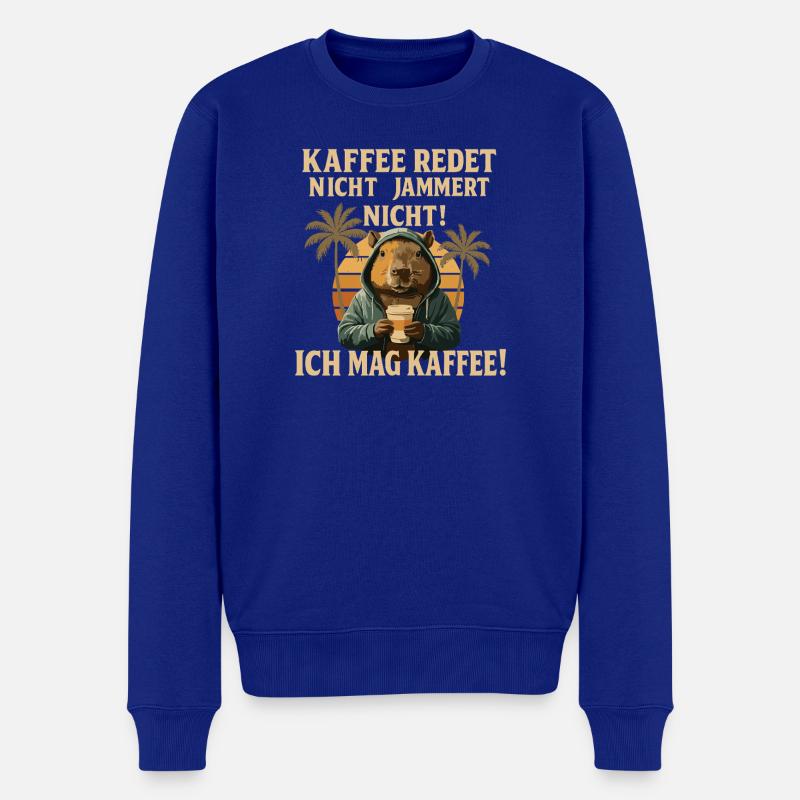 Capybara Coffee Dicton, rétro - Pull Premium bio Homme - bleu roi