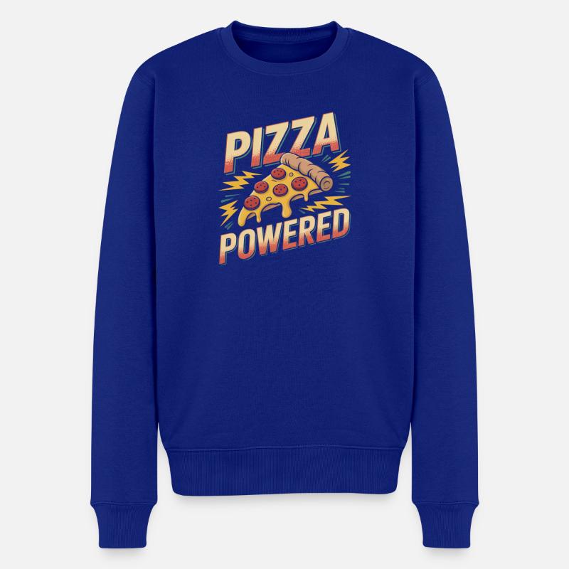 Pizza Powered - Retro Pizza - Männer Premium Bio Pullover - Royalblau