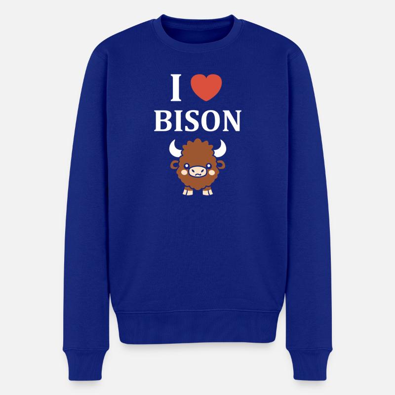 Bison - Männer Premium Bio Pullover - Royalblau