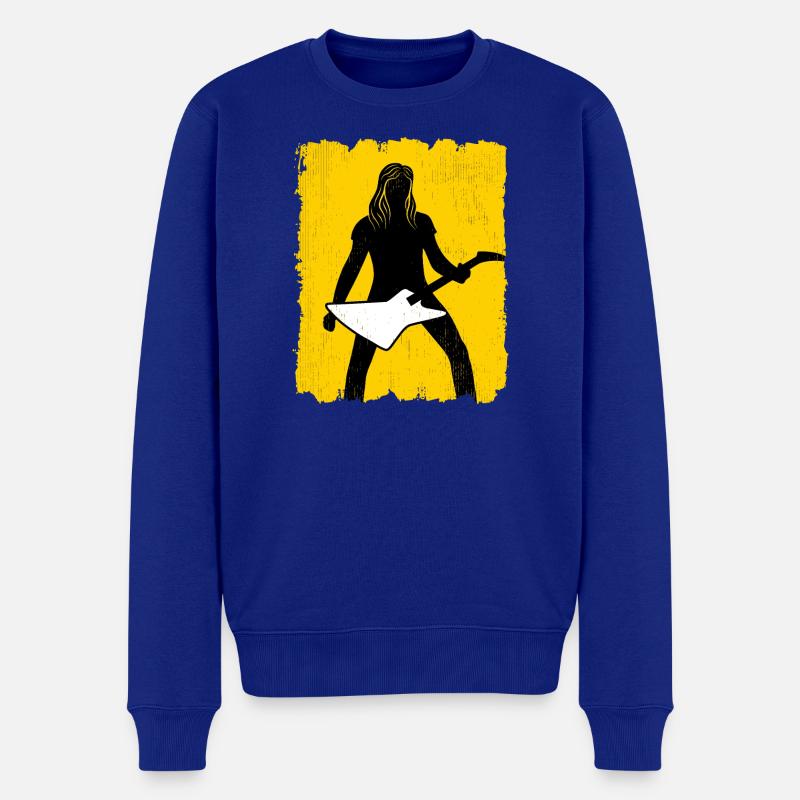 Gitarristen-Silhouette-Graffiti-Poster - Männer Premium Bio Pullover - Royalblau