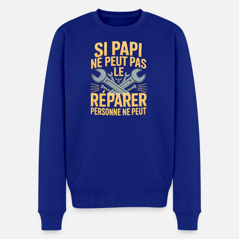 Papi Répare Tout Cadeau Humour - Pull Premium bio Homme - bleu roi