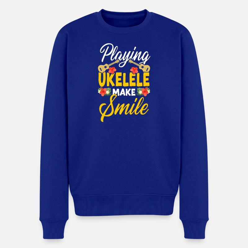 Hawaiian Ukulele Uke Playing - Männer Premium Bio Pullover - Royalblau