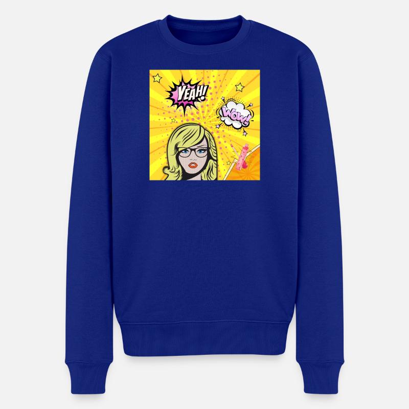 Pop-Art-Wow - Männer Premium Bio Pullover - Royalblau