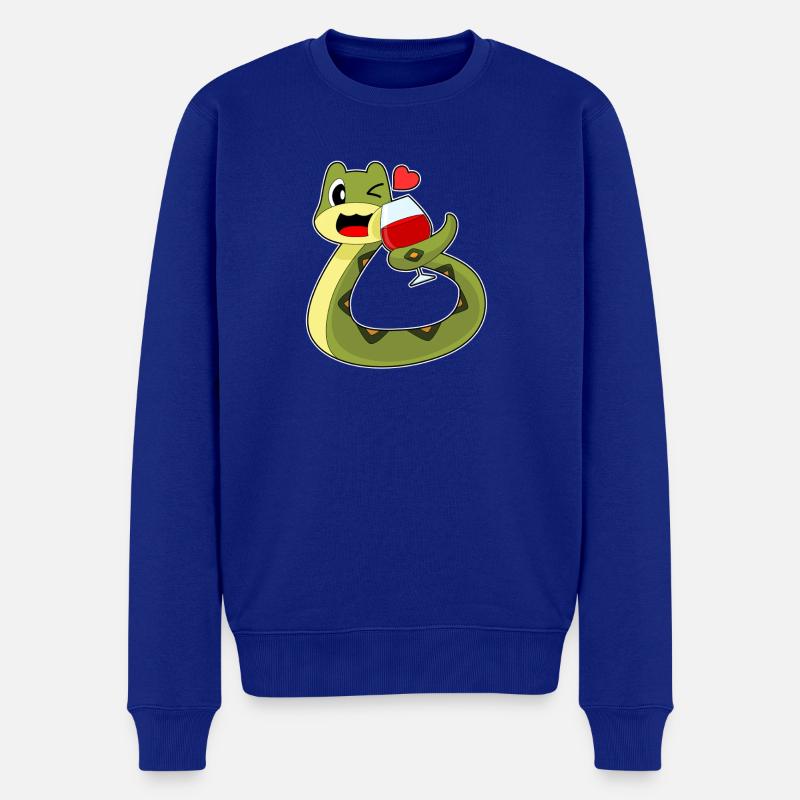 Schlange Rotwein - Männer Premium Bio Pullover - Royalblau