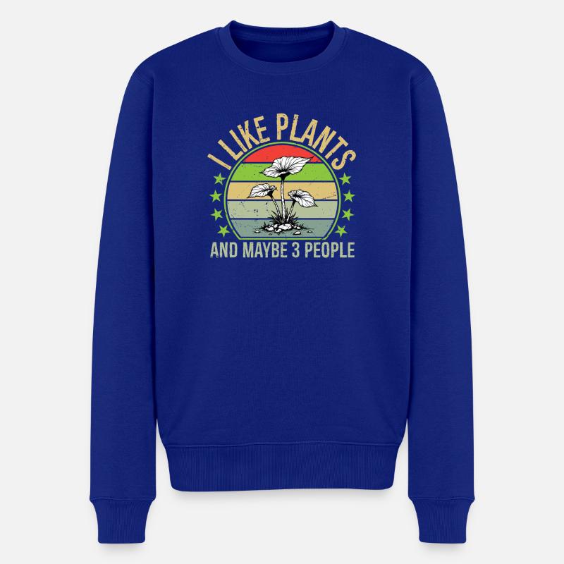 I Like Plants And Maybe Three People Vintage - Männer Premium Bio Pullover - Royalblau