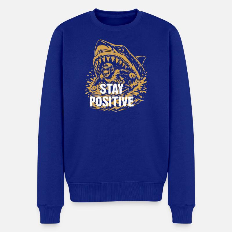 Bleib positiv, Shark Splash - Männer Premium Bio Pullover - Royalblau