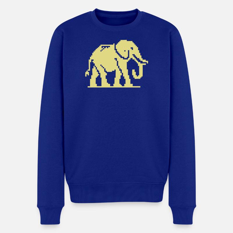 Pixel Elephant Jaune Rétro - Pull Premium bio Homme - bleu roi