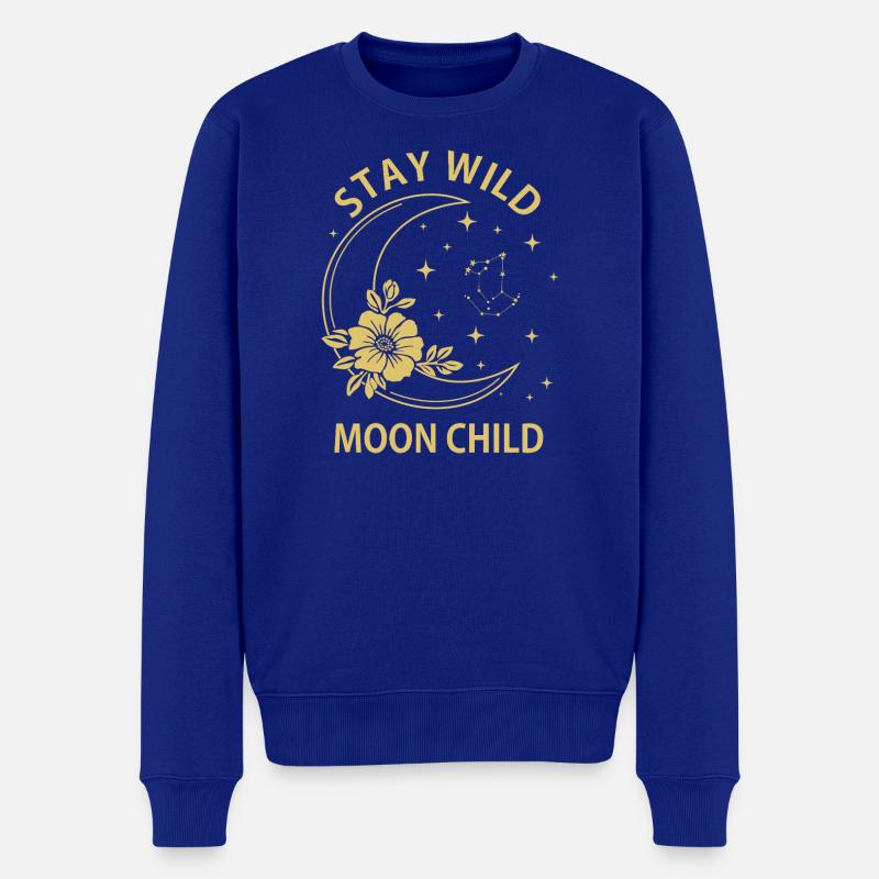 Reste Sauvage, Enfant de la Lune - Pull Premium bio Homme - bleu roi