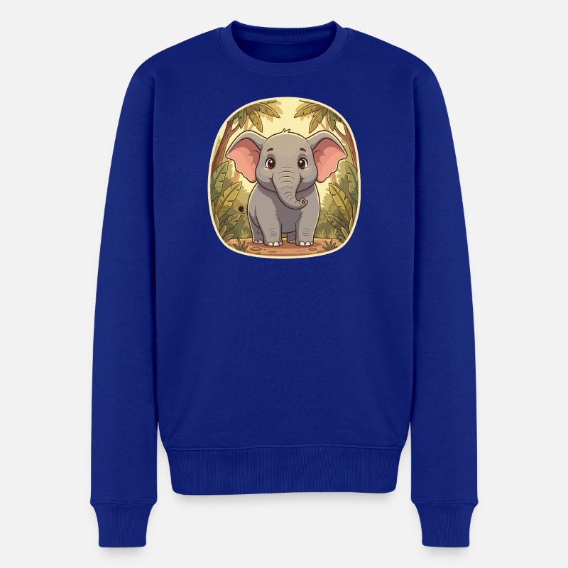 Kleiner Elefant im Dschungel - Männer Premium Bio Pullover - Royalblau