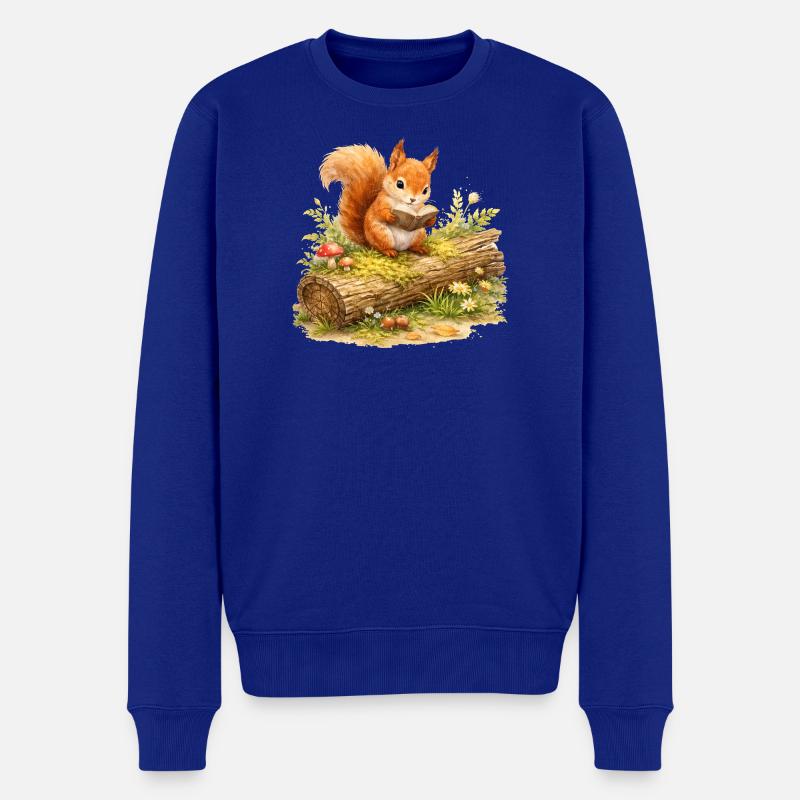 Eichhörnchen liest Buch Illustration  - Männer Premium Bio Pullover - Royalblau