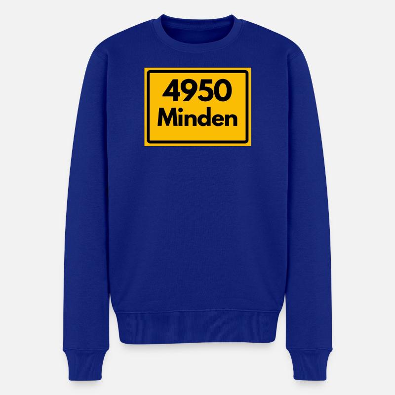 ALTE POSTLEITZAHL PLZ RETRO 4950 MINDEN - Männer Premium Bio Pullover - Royalblau