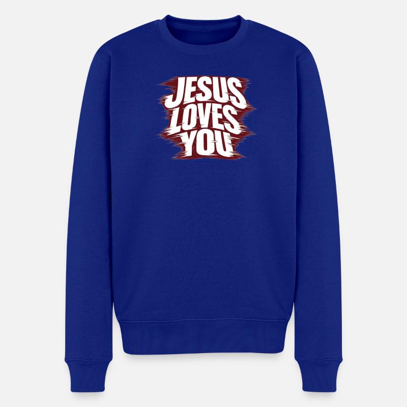 Jésus t’aime - Pull Premium bio Homme - bleu roi