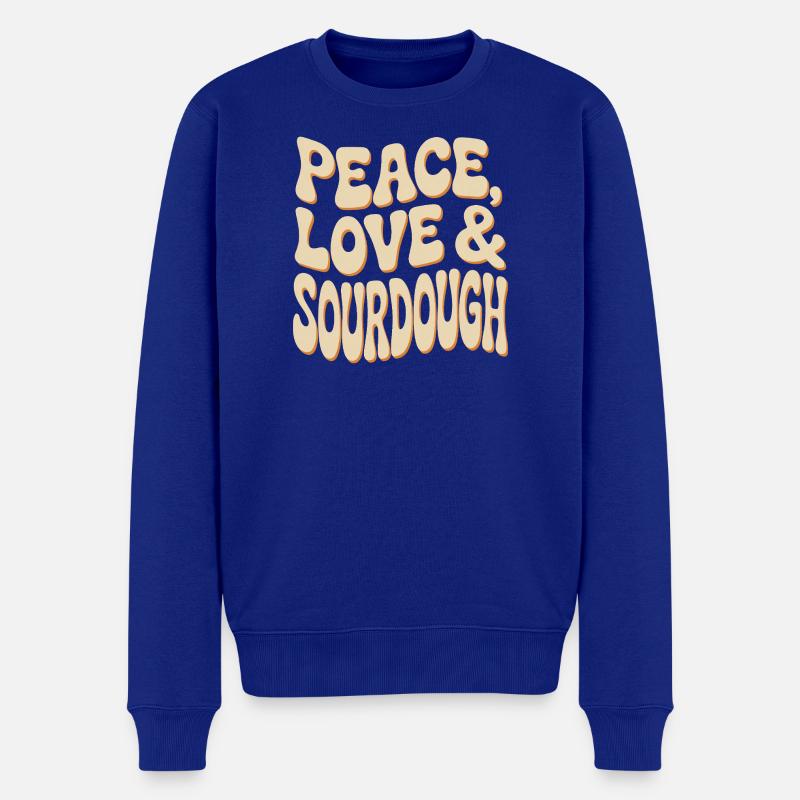 Peace Love Sourdough Typografie - Männer Premium Bio Pullover - Royalblau