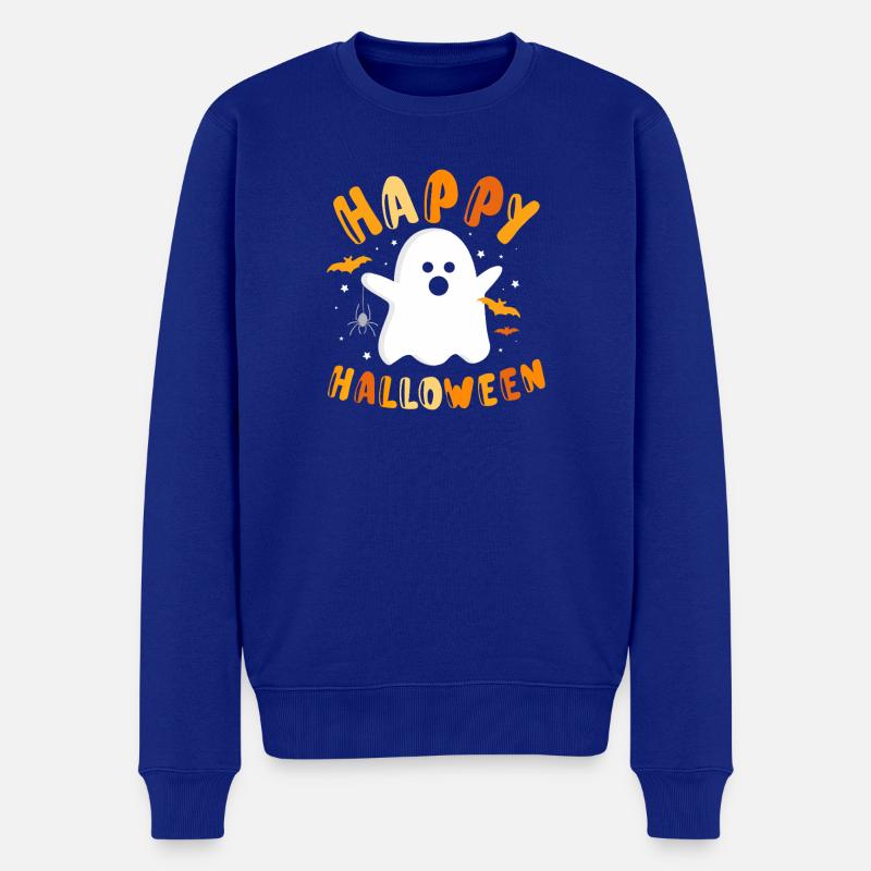 Frohe Halloween-Geistergrafik - Männer Premium Bio Pullover - Royalblau