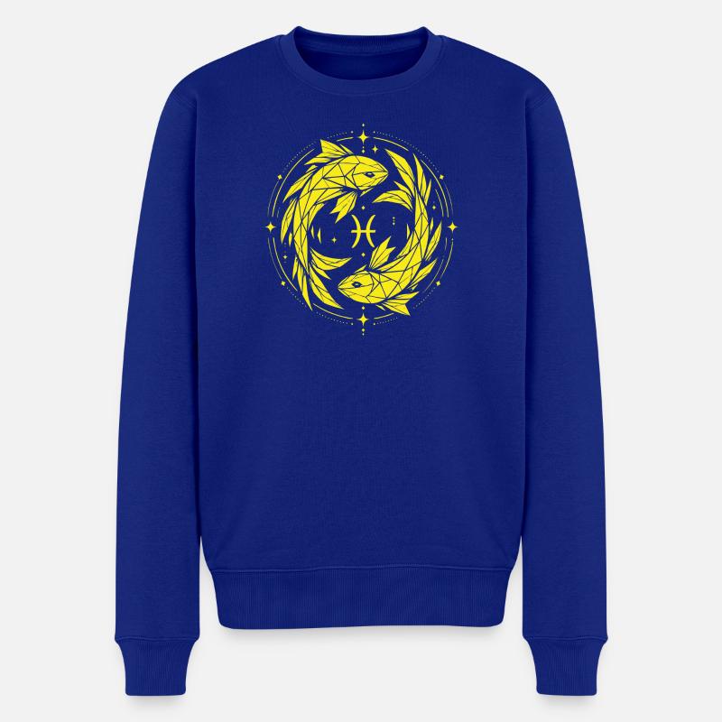Fische Symbol – Sanft & Modern - Männer Premium Bio Pullover - Royalblau