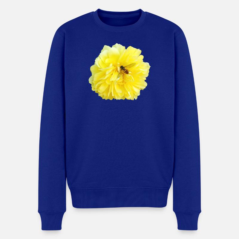 Yellow_Rose_-_Bee_Nature_Photography - Männer Premium Bio Pullover - Royalblau