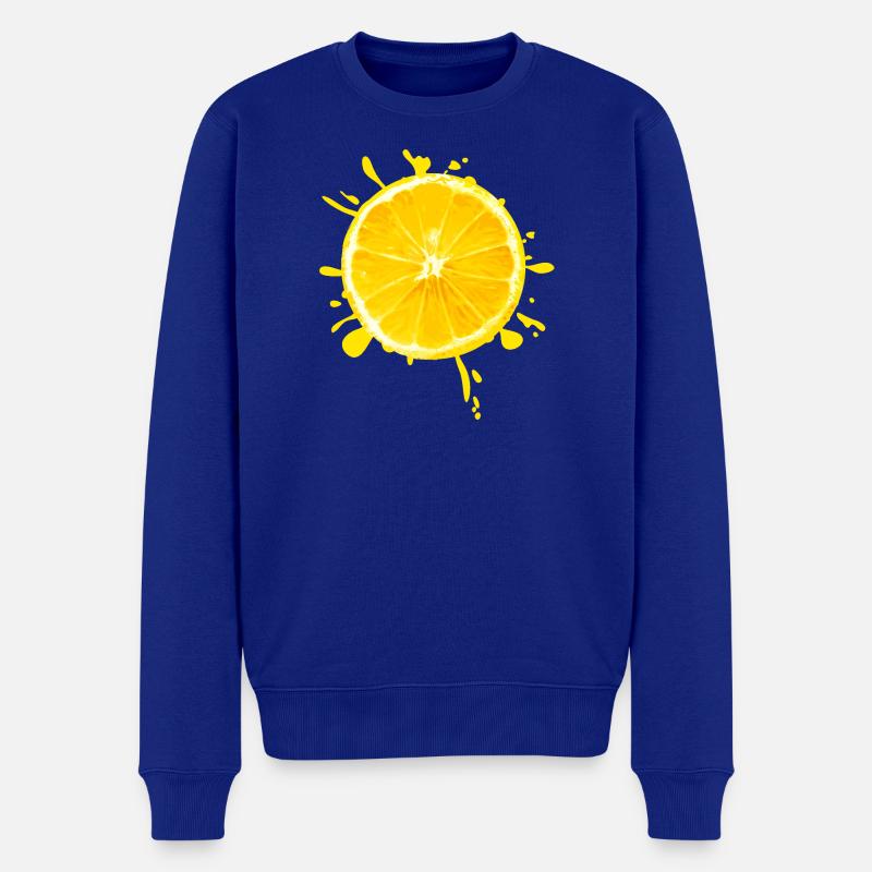 Zitrus-Splash Gelb - Männer Premium Bio Pullover - Royalblau