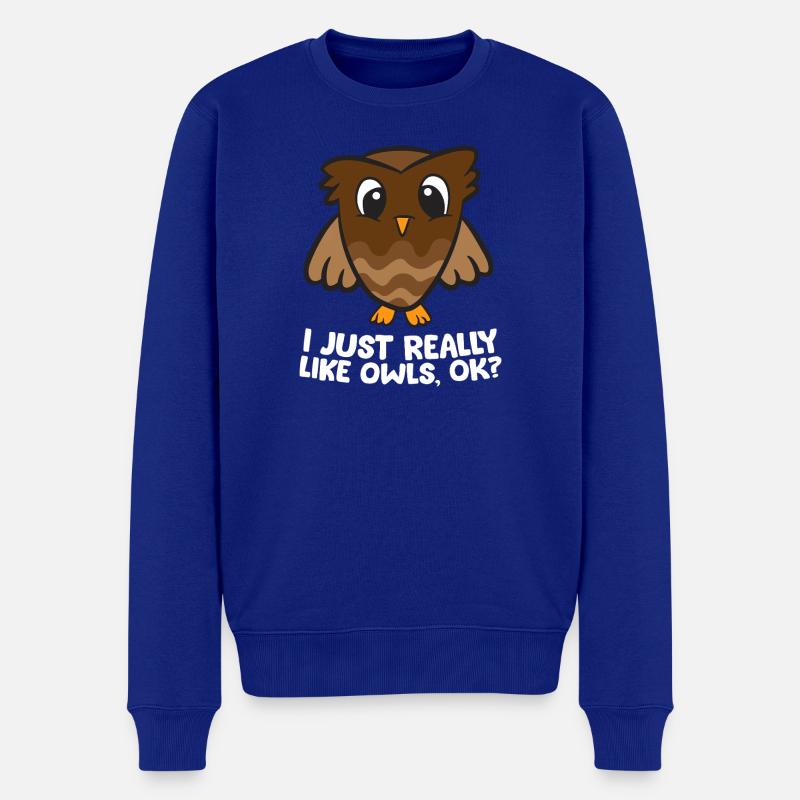 Owl Love Slogan Illustration - Pull Premium bio Homme - bleu roi