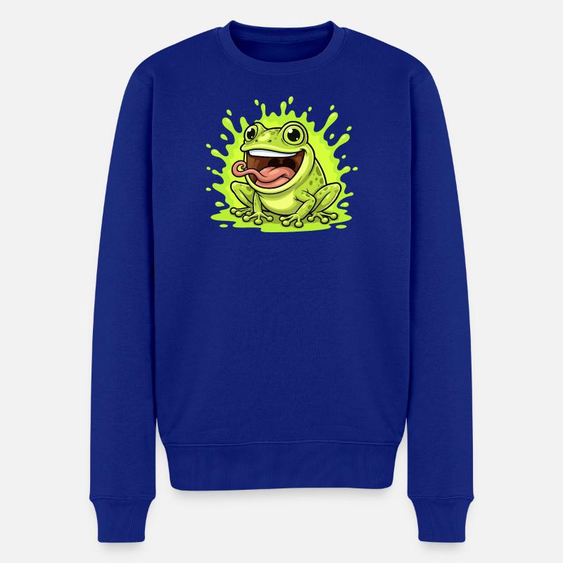 Lime Frosch Splash Cartoon - Männer Premium Bio Pullover - Royalblau