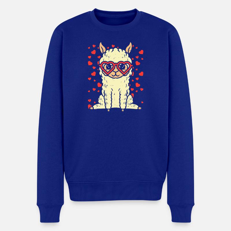 Valentine Llama - Pull Premium bio Homme - bleu roi