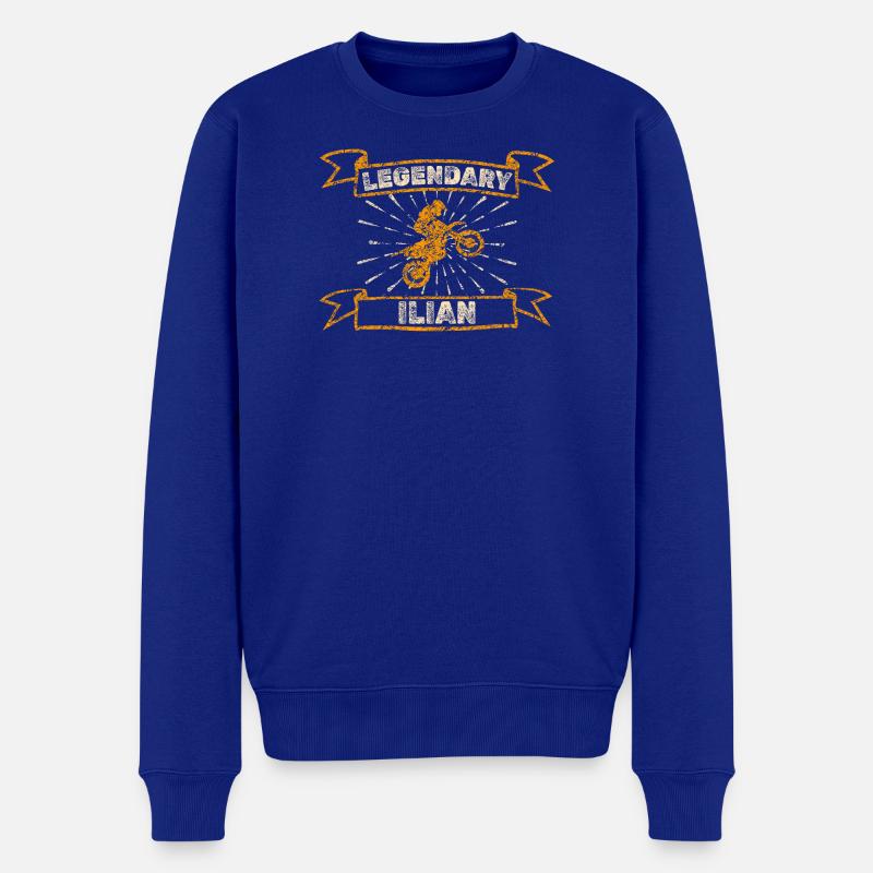 Ilian als Biker - Männer Premium Bio Pullover - Royalblau