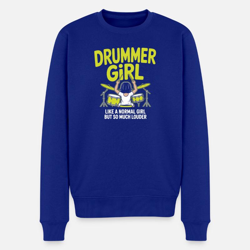Drummer_Girl_Neu_6 - Männer Premium Bio Pullover - Royalblau