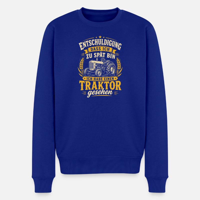 Entschuldigung: Traktor gesehen - Männer Premium Bio Pullover - Royalblau