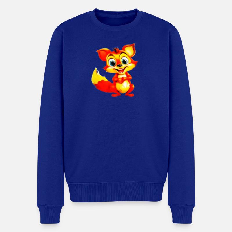 Feuriger Fuchs-Toon-Charme - Männer Premium Bio Pullover - Royalblau