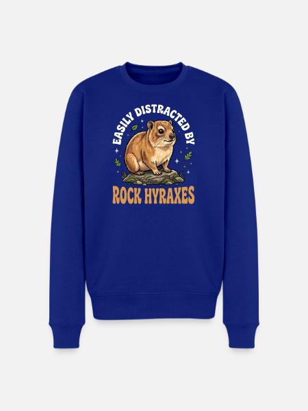 Easily distracted by rock hyraxes - Men's Premium Organic Jumper - royal blue