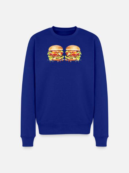 Explosion de l’aquarelle de Burger - Pull Premium bio Homme - bleu roi